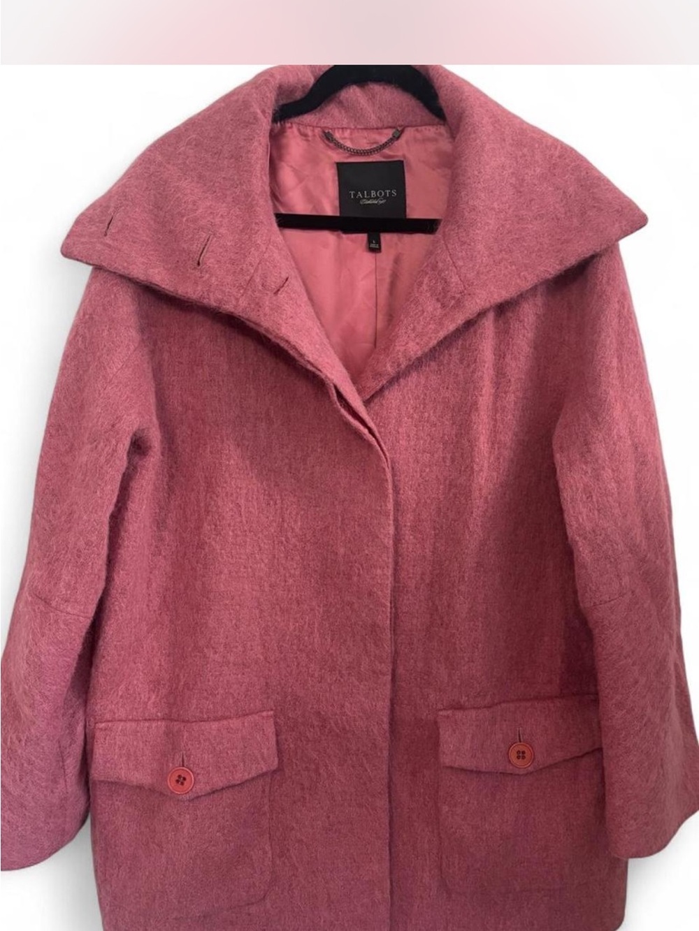 Talbots Rose-Pink Wool Pea Coat